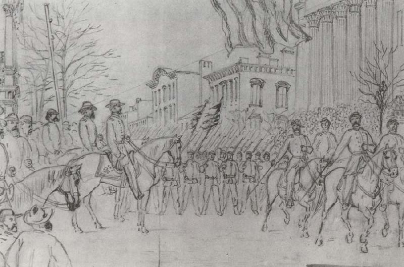 William Waud Sherman Reviewing His Army on Bay Street,Savannah,January